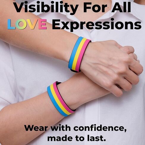 Pansexual Pride bracelet silicone - Flag Rubber Stuff Help you to express yourself be proud of who are and support friends family Pink in Saudi Arabia