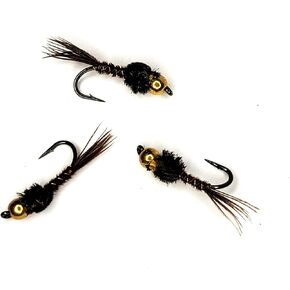 حورية ذيل الدراج ذات رأس الخرزة - الذبابة الرطبة - الحجم # - عبوة من 3 - جودة مربوطة يدويًا - سمكة الذبابة لسمك السلمون المرقط، والباس، والبلوجيل، والكرابي، والرمادي، وغيرها من أسماك الألعاب - شركة Golden Tippet Fly Co. in Kuwait