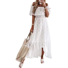 OBEEII Boho Dress for Women, Sleeveless V Neck Lace Up Tassel Summer Beach Maxi Dresses Flowy Long Sundress in Saudi Arabia