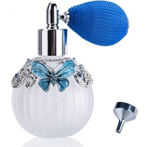 YU FENG 18ML Pink Daisy Decorative Frosted Glass Spray Perfume Bottle Vintage Atomizer Bottle With Air Bulb,Empty Refillable Glass Bottle for Perfume,Essential Oils