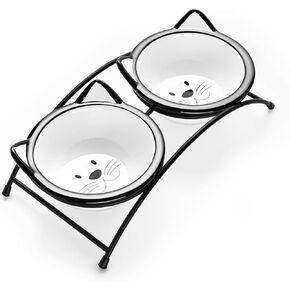 Y YHY Cat Food Bowls, 12 oz Raised Cat Bowls for Food and Water,Ceramic Elevated Pet Dishes Bowls with Stand, Cats and Small Dogs, Dishwasher Safe in Kuwait