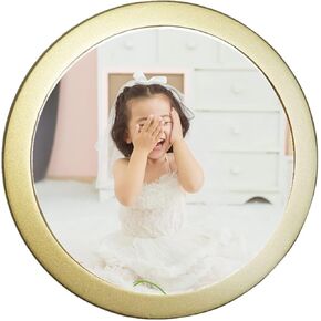 kylucky Round Photo Frame Wooden Wall Hanging Picture Frames for Home Office Wall Décor (Gold, 6 inch)
