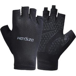 قفازات صيد LJCUTE للحماية من الشمس بدون أصابع للرجال والنساء، قفازات مريحة ومسامية لركوب الدراجات، قفازات مقاومة للانزلاق ومقاومة للاهتراء للمشي لمسافات طويلة والقيادة والصيد والجري in Kuwait