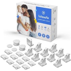 Lulasafe Magnetic Cabinet Locks – 10 Pack Baby Proof Cupboard Safety Latches – Adhesive, for Cabinets & Drawers - Easy Installation No Drilling or Tools Required in Saudi Arabia
