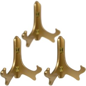 BANBERRY DESIGNS Gold Metallic Wood Easels Premium Quality Display Plate Stand Holder - 7" H - Set of 3 Pieces in Saudi Arabia