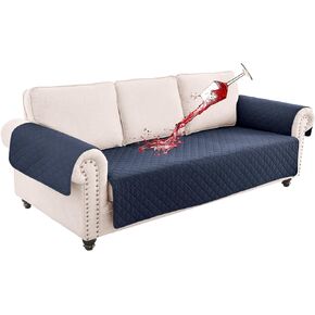 Couch Cover Waterproof 1 Piece Sofa Cover for 3 Cushion Couch Reversible Couch Slipcover Durable Furniture Protector Sofa Slipcover for Pets Dog Cat (Sofa 3 Seater, Coffee)