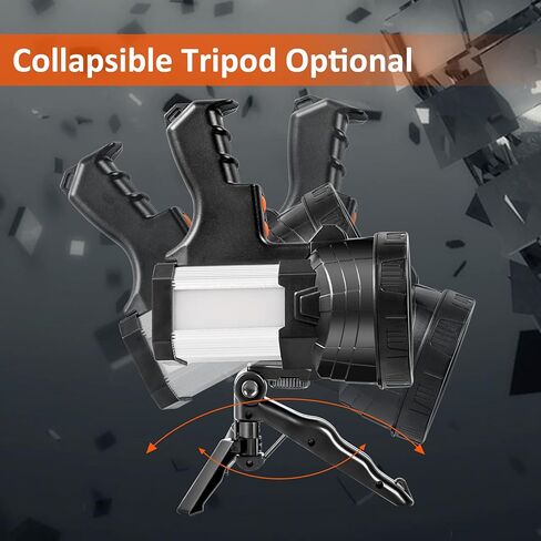 Samyoung Spotlight 120000 Lumen Super Bright، 10000 mAh 30 ساعة LED مصابيح كاشفة قابلة لإعادة الشحن، IP65 مقاومة للماء وقابلة لإعادة الشحن تأتي مع حامل ثلاثي القوائم قابل للطي وشريط لتخييم قارب الصيد in Kuwait