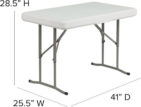 Flash Furniture Rowan 3 Piece Portable Plastic Folding Bench and Table Set,Granite White in Saudi Arabia