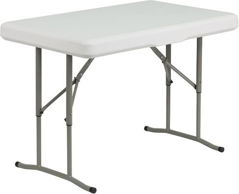 Flash Furniture Rowan 3 Piece Portable Plastic Folding Bench and Table Set,Granite White in Saudi Arabia