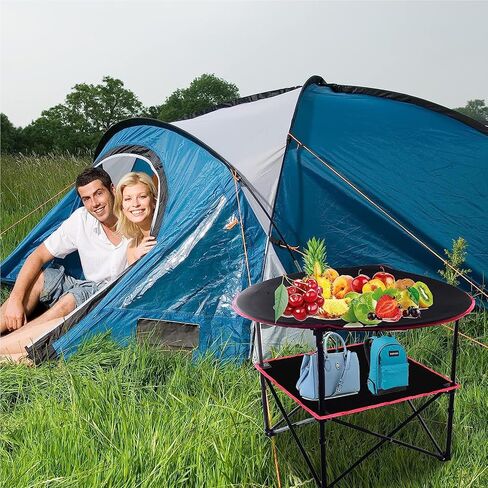 BESPROTOOLER Portable Folding Canvas Table Beach Table, Collapsible Camping Table with 4 Mesh Cup Holders, Portable Picnic Table Canvas Travel Table with Carry Bags in Saudi Arabia