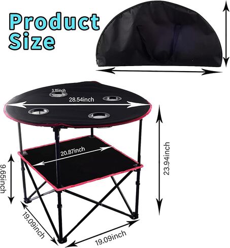 BESPROTOOLER Portable Folding Canvas Table Beach Table, Collapsible Camping Table with 4 Mesh Cup Holders, Portable Picnic Table Canvas Travel Table with Carry Bags in Saudi Arabia