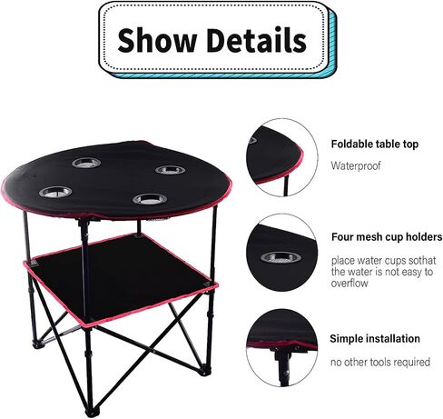 BESPROTOOLER Portable Folding Canvas Table Beach Table, Collapsible Camping Table with 4 Mesh Cup Holders, Portable Picnic Table Canvas Travel Table with Carry Bags in Saudi Arabia