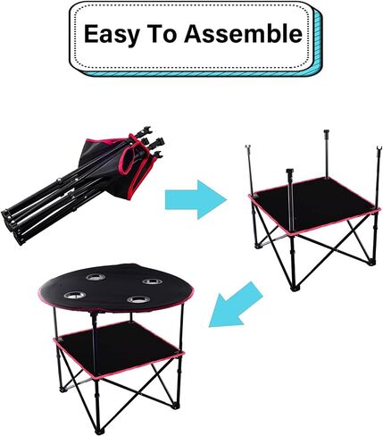 BESPROTOOLER Portable Folding Canvas Table Beach Table, Collapsible Camping Table with 4 Mesh Cup Holders, Portable Picnic Table Canvas Travel Table with Carry Bags in Saudi Arabia