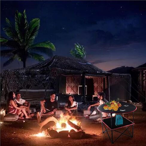 BESPROTOOLER Portable Folding Canvas Table Beach Table, Collapsible Camping Table with 4 Mesh Cup Holders, Portable Picnic Table Canvas Travel Table with Carry Bags in Saudi Arabia