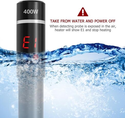 بو بيت بوب [سخان حوض السمك 400 واط مطور - سخانات حوض السمك من التيتانيوم الغاطسة مع شاشة LED ذكية لدرجة الحرارة in Saudi Arabia