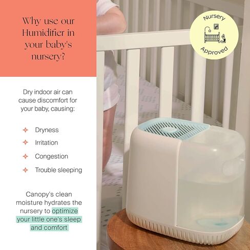 مرطب الحضانة كانوبي، مرطب الحضانة الأبيض، وقت التشغيل 36 ساعة، خزان سعة 2.5 لتر - ينتج رطوبة نظيفة ومرشحة لترطيب حضانة الأطفال. يشتمل على سلكين طاقة ومحول من الروائح in Kuwait