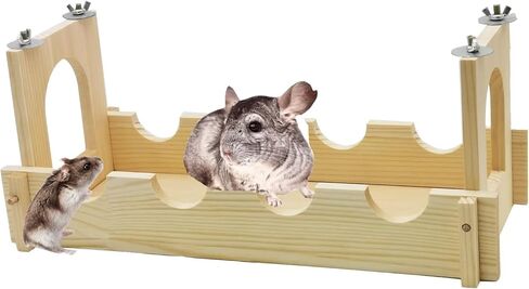 Acsist Suspension Chinchilla Bridge Rat Wooden Hanging Playing Platform Toy Hedgehogs Cage Accessories for Sugar Gliders Rats in Kuwait