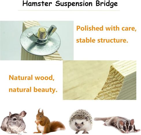 Acsist Suspension Chinchilla Bridge Rat Wooden Hanging Playing Platform Toy Hedgehogs Cage Accessories for Sugar Gliders Rats in Kuwait