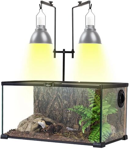 حامل مصباح الزواحف، دعامة مصباح للحيوانات الأليفة، خطافين قابلان للتعديل، حامل مصباح أرضي معدني، دعم المصباح للزواحف أو النباتات العصارية، ضوء تسخين تررم زجاجي in Kuwait