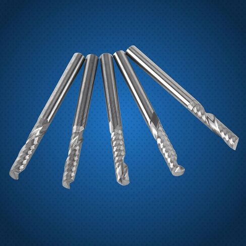 نهاية طاحونة ، 5 قطع 1/8 بوصة عرقوب 3.0 مم × 12 مم كربيد شقة الأنف نهاية مطحنة القاطع CNC راوتر قطع الناي للخشب الألومنيوم الصلب التيتانيوم in Kuwait