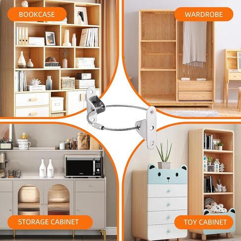 مثبتات أثاث Eontab Kiddies لتأمين الأثاث بوزن 400 رطل على الحائط لمنع السقوط، قفل الخزانة، أشرطة مضادة للزلازل من أجل سلامة الأطفال (10 عبوات) in Kuwait