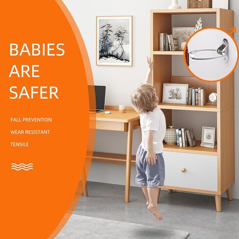 مثبتات أثاث Eontab Kiddies لتأمين الأثاث بوزن 400 رطل على الحائط لمنع السقوط، قفل الخزانة، أشرطة مضادة للزلازل من أجل سلامة الأطفال (10 عبوات) in Kuwait