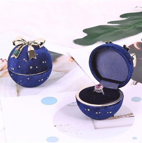 Round Bowknot Star Corduroy Necklace Box Bowknot Necklace Packaging Box Necklace Gift Box Dark Blue Necklace box in Saudi Arabia