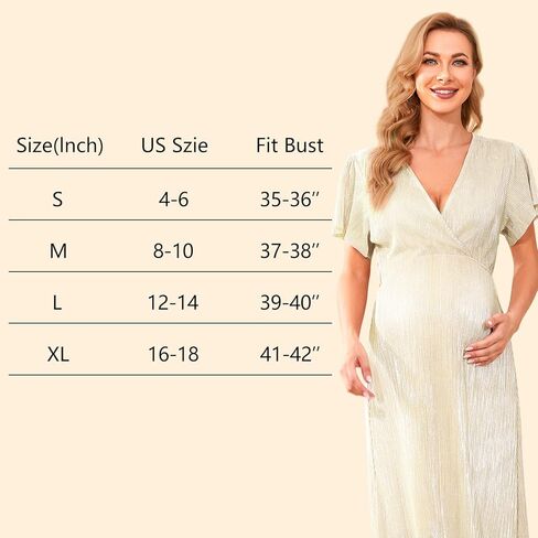 فستان حمل براقة لامعة من guruixu لحفلات استقبال المولود الجديد، فستان طويل بأكمام مكشكشة وملتف بالترتر in Kuwait