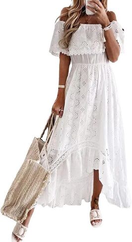 OBEEII Boho Dress for Women, Sleeveless V Neck Lace Up Tassel Summer Beach Maxi Dresses Flowy Long Sundress in Saudi Arabia