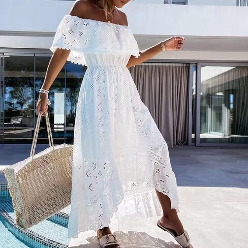 OBEEII Boho Dress for Women, Sleeveless V Neck Lace Up Tassel Summer Beach Maxi Dresses Flowy Long Sundress in Saudi Arabia