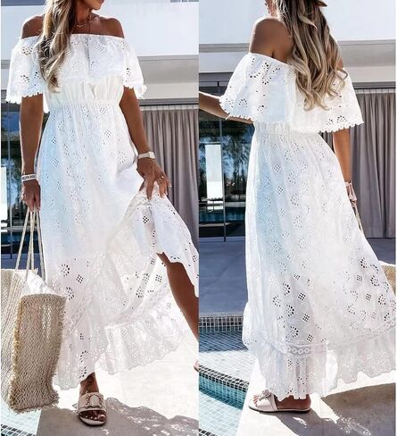 OBEEII Boho Dress for Women, Sleeveless V Neck Lace Up Tassel Summer Beach Maxi Dresses Flowy Long Sundress in Saudi Arabia