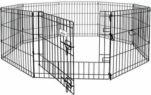 Petmate 30-Inch by 24-Inch 8-Panel Exercise Pen with Step Through Door,Black in Saudi Arabia