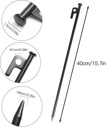 اوتاد خيمة من باوز مقاس 15.7 انش من الستيل المعدني شديد التحمل، اوتاد خيمة التخييم غير قابلة للكسر وغير مرنة لرحلات الخيام في الهواء الطلق ومظلة القنب الكبيرة الصلبة الارضية الصخرية in Kuwait