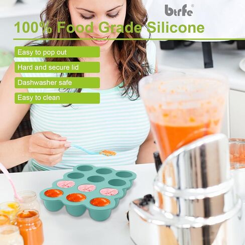 Silicone Baby Food Freezer Tray 2Pack Perfect Food Storage Containers for Homemade Baby Food, Fruit Purees, Breastmilk, Vegetable (Grey + Tan) in Kuwait