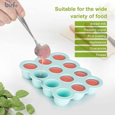 Silicone Baby Food Freezer Tray 2Pack Perfect Food Storage Containers for Homemade Baby Food, Fruit Purees, Breastmilk, Vegetable (Grey + Tan) in Kuwait