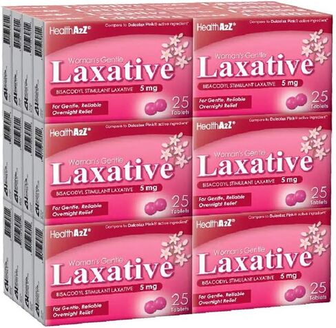 HealthA2Z Woman's Gentle Laxative, Bisacodyl Stimulant Laxative 5mg, 24 Packs of 25 Tablets (600 Tablets Total), Value Package in Kuwait