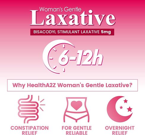 HealthA2Z Woman's Gentle Laxative, Bisacodyl Stimulant Laxative 5mg, 24 Packs of 25 Tablets (600 Tablets Total), Value Package in Kuwait