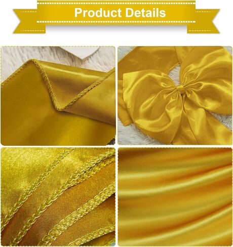 Vibera 50 قطعة من أوشحة كرسي الساتان الذهبي لكرسي الزفاف وأقواس الكرسي وأوشحة الكرسي وغطاء الكرسي للكراسي القابلة للطي لتزيين المنزل في حفلة عيد الشكر (ذهبي 7 × 108 بوصة) in Kuwait