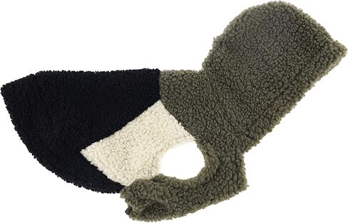 Fitwarm Vest Sherpa Dog Hoodie، ملابس للكلاب الصغيرة، صبي فتاة، سترة شتوية للحيوانات الأليفة، ملابس للقطط، أخضر، أسود، X-Small in Kuwait
