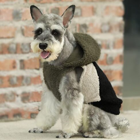 Fitwarm Vest Sherpa Dog Hoodie، ملابس للكلاب الصغيرة، صبي فتاة، سترة شتوية للحيوانات الأليفة، ملابس للقطط، أخضر، أسود، X-Small in Kuwait