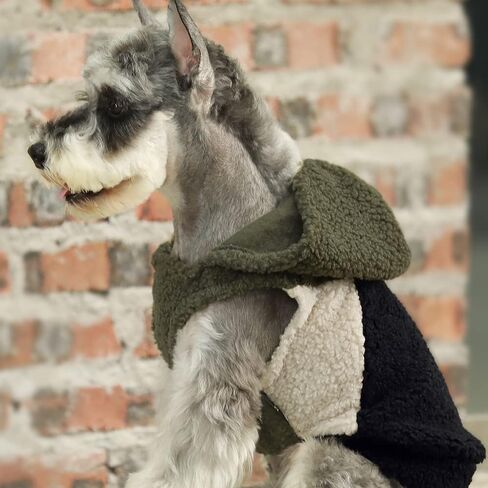 Fitwarm Vest Sherpa Dog Hoodie، ملابس للكلاب الصغيرة، صبي فتاة، سترة شتوية للحيوانات الأليفة، ملابس للقطط، أخضر، أسود، X-Small in Kuwait