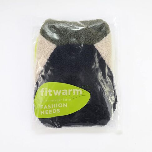 Fitwarm Vest Sherpa Dog Hoodie، ملابس للكلاب الصغيرة، صبي فتاة، سترة شتوية للحيوانات الأليفة، ملابس للقطط، أخضر، أسود، X-Small in Kuwait