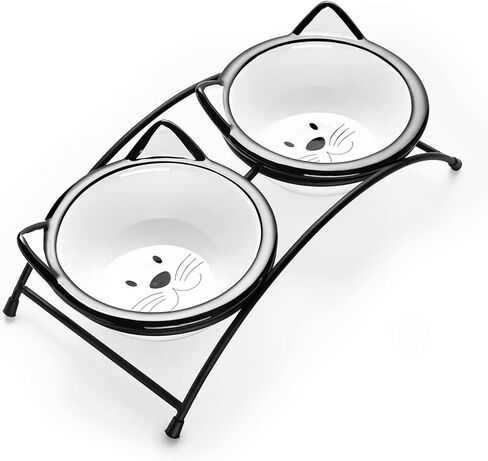 Y YHY Cat Food Bowls, 12 oz Raised Cat Bowls for Food and Water,Ceramic Elevated Pet Dishes Bowls with Stand, Cats and Small Dogs, Dishwasher Safe in Kuwait