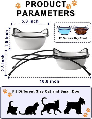 Y YHY Cat Food Bowls, 12 oz Raised Cat Bowls for Food and Water,Ceramic Elevated Pet Dishes Bowls with Stand, Cats and Small Dogs, Dishwasher Safe in Kuwait