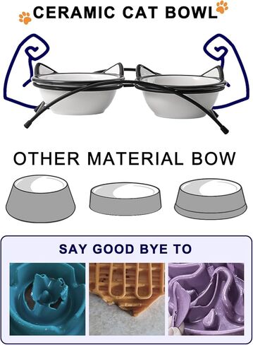 Y YHY Cat Food Bowls, 12 oz Raised Cat Bowls for Food and Water,Ceramic Elevated Pet Dishes Bowls with Stand, Cats and Small Dogs, Dishwasher Safe in Kuwait