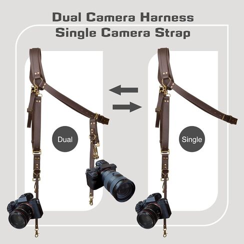 Camera Harness,Leather Camera Strap for 1 or 2 Camera | Dual Camera Harness for Photographers,Multi Camera Gear for Dslr/Slr Strap,Camera Strap Single or Dual in Saudi Arabia