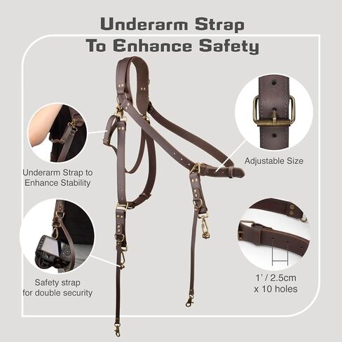 Camera Harness,Leather Camera Strap for 1 or 2 Camera | Dual Camera Harness for Photographers,Multi Camera Gear for Dslr/Slr Strap,Camera Strap Single or Dual in Saudi Arabia