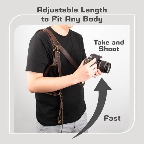 Camera Harness,Leather Camera Strap for 1 or 2 Camera | Dual Camera Harness for Photographers,Multi Camera Gear for Dslr/Slr Strap,Camera Strap Single or Dual in Saudi Arabia