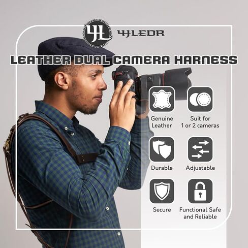 Camera Harness,Leather Camera Strap for 1 or 2 Camera | Dual Camera Harness for Photographers,Multi Camera Gear for Dslr/Slr Strap,Camera Strap Single or Dual in Saudi Arabia