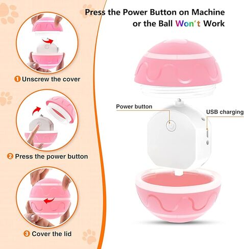 كرات للكلاب بجهاز تحكم عن بعد من كوكسموكس، كرة الحيوانات الاليفة المفعمة بالحيوية للكلاب، لعبة المضغ العنيفة، كرة تفاعلية تلقائية دوارة وقذفة بيزي بلون زهري in Kuwait
